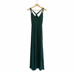 Athleta Forest Green Maxi Dress | Size Small | Built-In Bra Padding